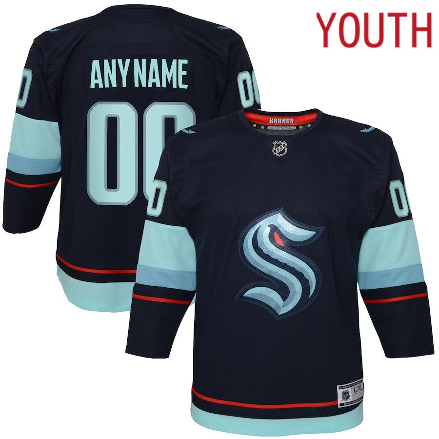 Youth Seattle Kraken Navy Home Premier Custom NHL Jersey